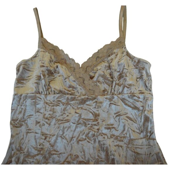 Vintage y2k  IZ Byer California Velvet Champagne Lace Trim Camisole Top Womens M - Picture 3 of 9